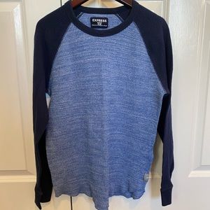Express Blue Waffle Knit Long Sleeve